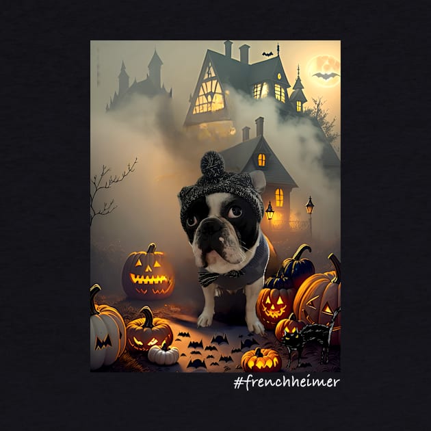 Halloween Frenchie in a spooky scene by Frenchheimer